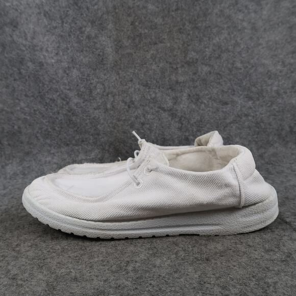 Casual Shoes Womens 6 Canvas Trainers Slip On Flat Moc Toe White Lightweight - Picture 4 of 12